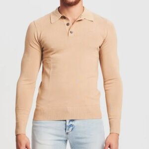 SER.O.YA Tan Tico Shirt Collared Pullover Sweater S NWT